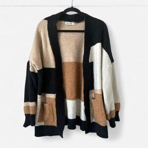 Grace Karin Black and Tan Colorblock Sweater
